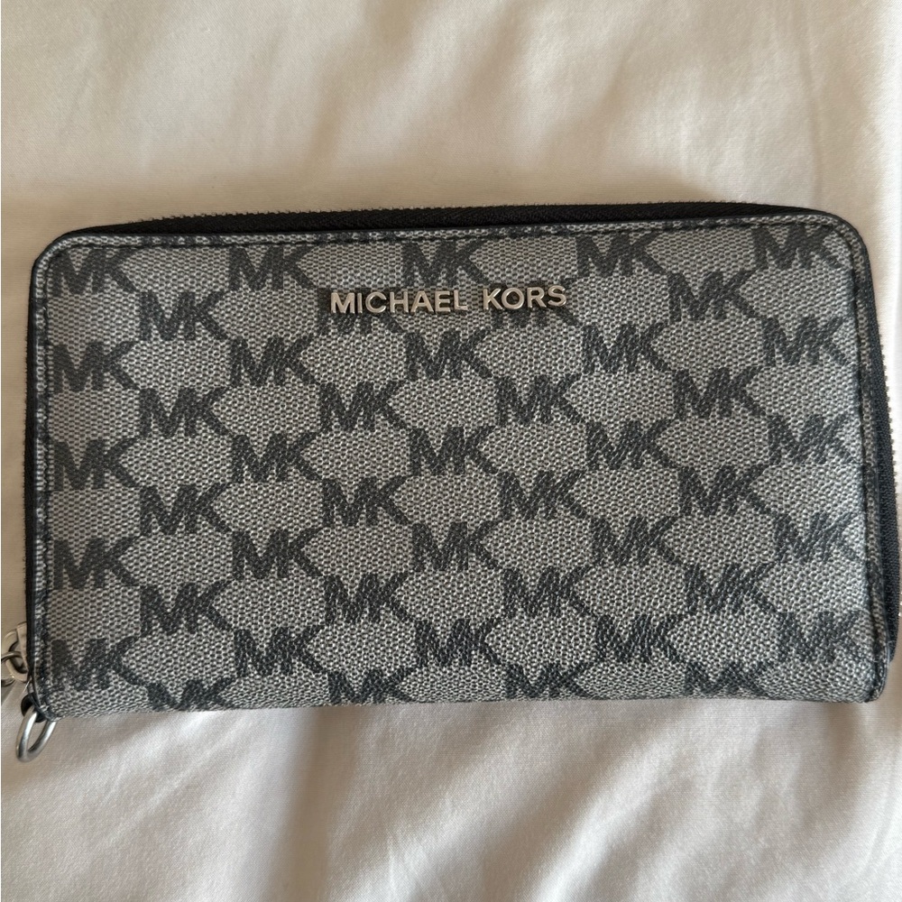 Michael Kors Monogram Wallet - Black and Gray